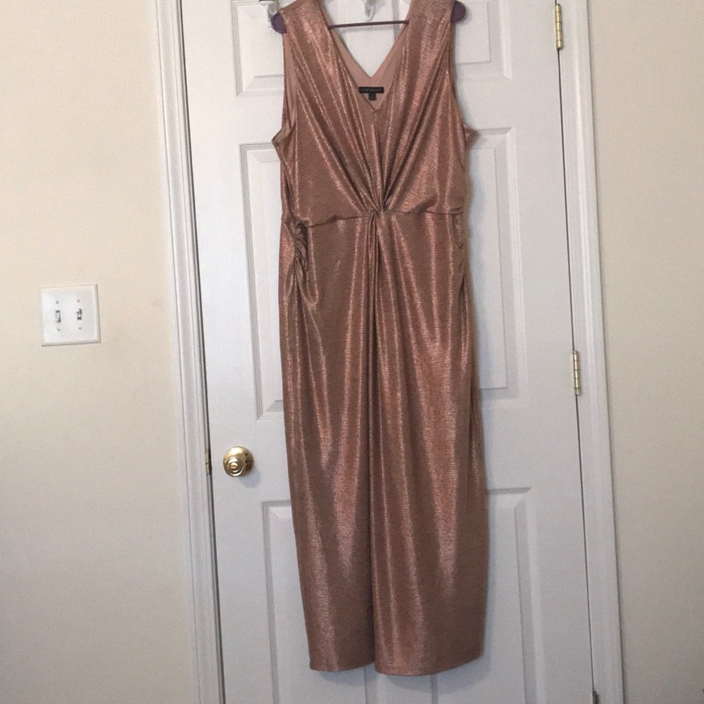 Lane Bryant Rose gold long sleeveless dress
